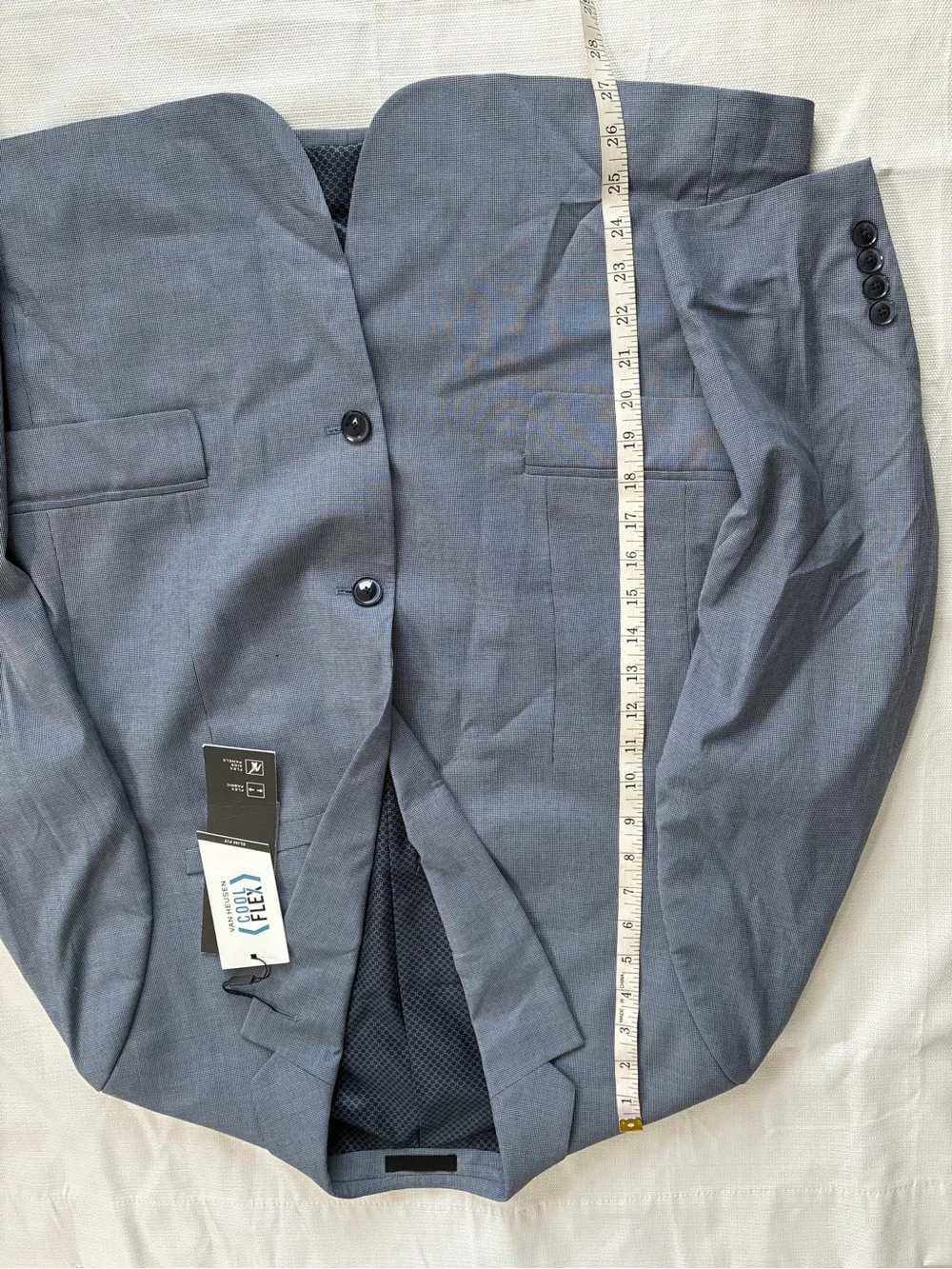 Van Heusen Cool Flex Slim Fit Blue Suit Jacket 40 Short Stretch WrinkleRes